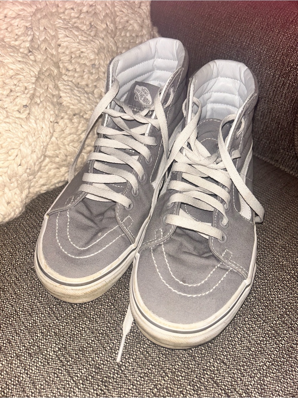 Vans gray and white high-top sneakers